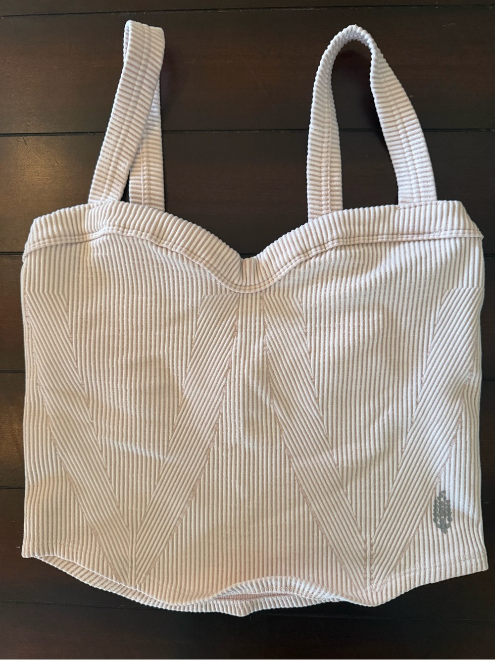 FP Movement by Free People Ribbed Sweetheart Crop Tank - Light Cream